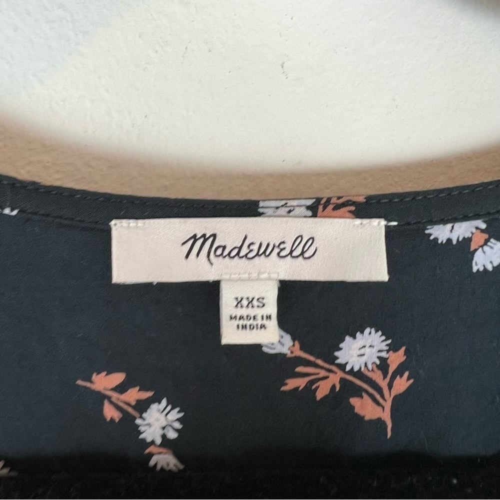 Madewell Challis Sophia Mini Dress in Woodland Floral Size XXS Black - Picture 6 of 9